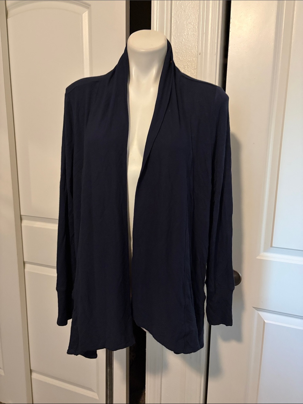 MaxMara Navy Open-Front Draped Cardigan